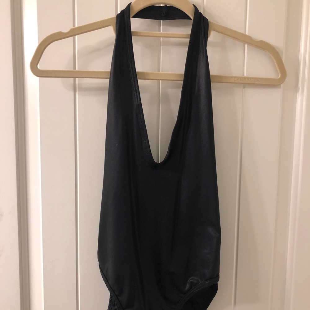 American Apparel black pleather bodysuit